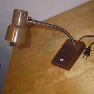 Vintage Gooseneck Desk Table  Lamp Mid Century MCM Brown Adjustable Light 1970s